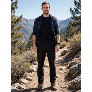 Roark Artifacts of Adventure Layover Pants Black Mens 36 Drawstring Travel Cargo